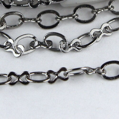 32 ft spool of Gunmetal Plated on Brass SOLDERED Figure 8 Connector Chain - 3.9x2.7mm links - 843F