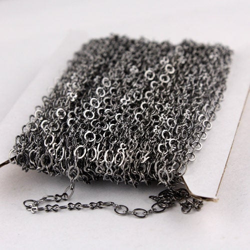 32 ft spool of Gunmetal Finished on Brass SOLDERED Figure 8 Connector Chain - 3.9x2.7mm links - 843F