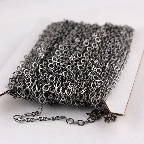 10 ft spool of Gunmetal Finished on Brass SOLDERED Figure 8 Connector Chain - 3.9x2.7mm links - 843F
