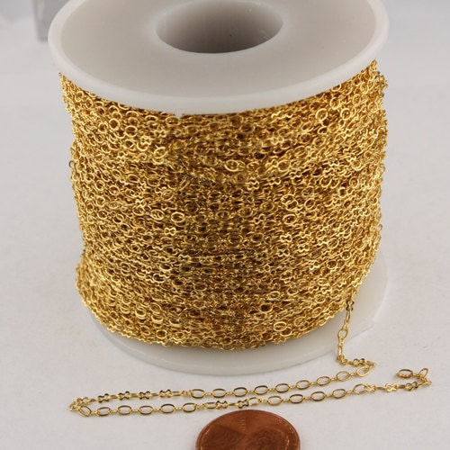 100 ft spool of Gold Plated SOLDER Tiny Figure 8 Connector Chain - 3.0x1.9mm links - 8SMALL