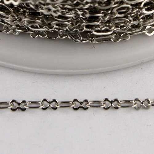 32 ft spool of Rhodium Plated on Brass SOLDERED Tiny Figure 8 Connector Chain - 3.0x1.9mm links - 8SMALL
