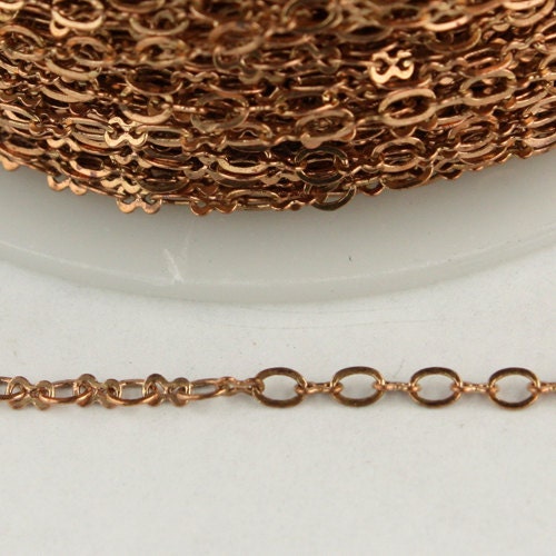 100 ft spool of Raw Brass (Copper Color) SOLDERED Tiny Figure 8 Connector Chain - 3.0x1.9mm links - 8SMALL