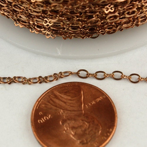 100 ft spool of Raw Brass (Copper Color) SOLDERED Tiny Figure 8 Connector Chain - 3.0x1.9mm links - 8SMALL