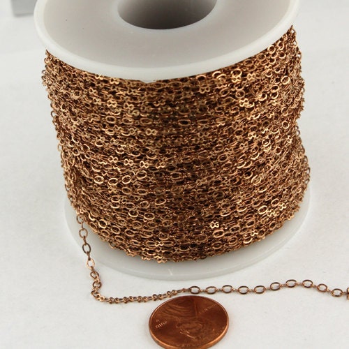 100 ft spool of Raw Brass (Copper Color) SOLDERED Tiny Figure 8 Connector Chain - 3.0x1.9mm links - 8SMALL