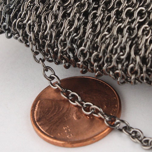 100 ft spool of Gunmetal Finished Round Soldered Cable Chain - 3.4x3.0mm SOLDERED Link - 3430S