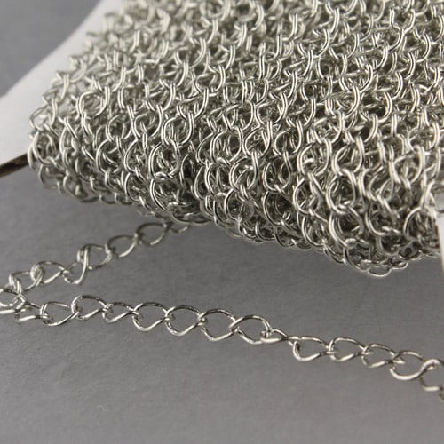 100 ft Rhodium SOLDER Curb Chain EXTENDER Chain Antique Silver - 4x3mm Soldered Link - 43CURB