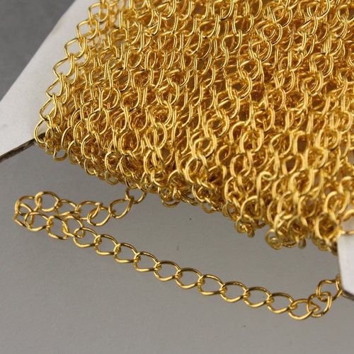 32 ft Gold Plated SOLDER Curb Chain EXTENDER Chain - 4x3mm Soldered Link - 43CURB