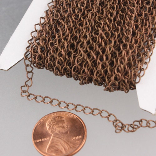 Sample 3 ft Antique Copper SOLDER Curb Chain EXTENDER Chain - 4x3mm - 43CURB