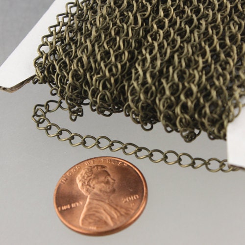 Special Sale 10 ft Antique Brass Bronze SOLDER Curb Chain EXTENDER Chain - 3.8x4.5mm Soldered Link - 3845CU
