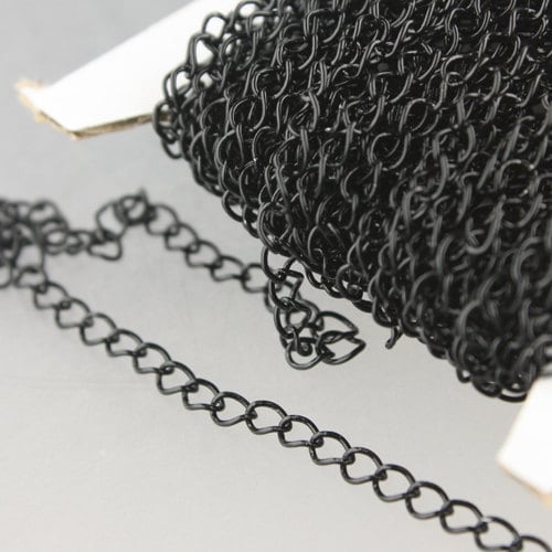 100 ft Black SOLDER Curb Chain EXTENDER Chain - 4x3mm Soldered Link - 43CURB