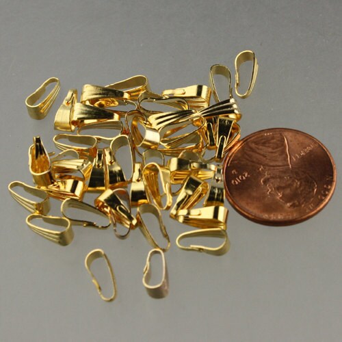100 pcs of Gold Plated Pendant Pinch Bail 9x3.5mm