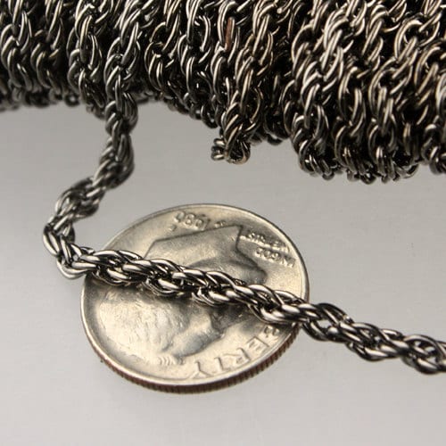 NEW new 32 ft of Gunmetal Finished Fashion Rope Chain - 3.9x3.0mm Link - Chain Thickness 2.7mm