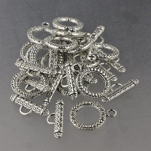20 sets of Antique Silver Patten Sturdy Toggle Clasps