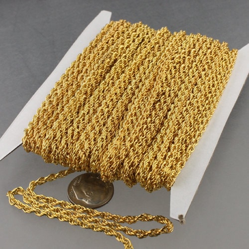 100 ft of Gold Plated Fashion Rope Chain - 3.9x3.0mm Link - Chain Thickness 2.7mm
