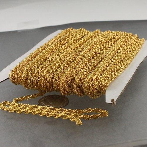 100 ft of Gold Plated Fashion Rope Chain - 3.9x3.0mm Link - Chain Thickness 2.7mm