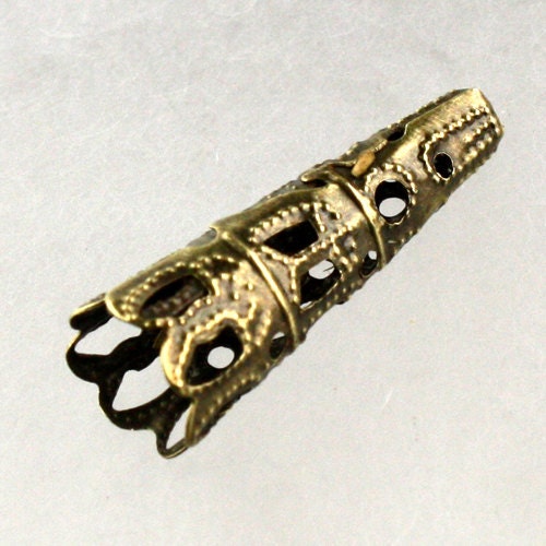 20 pcs of Antique Brass finished filigree cone dangle - 23x9mm