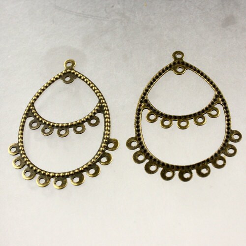20 pcs of Antique Brass finished filigree drop dangle earring - 40x28mm