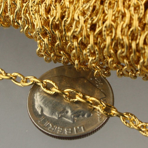 12 ft of Gold finished Textured Cable Chain - 4X3mm unsoldered link - 43TEX