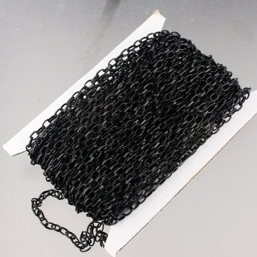 32 ft. Black finished Small Drawn oval Cable chain - 3.9x2.5mm unsoldered link - 3926DRAWN