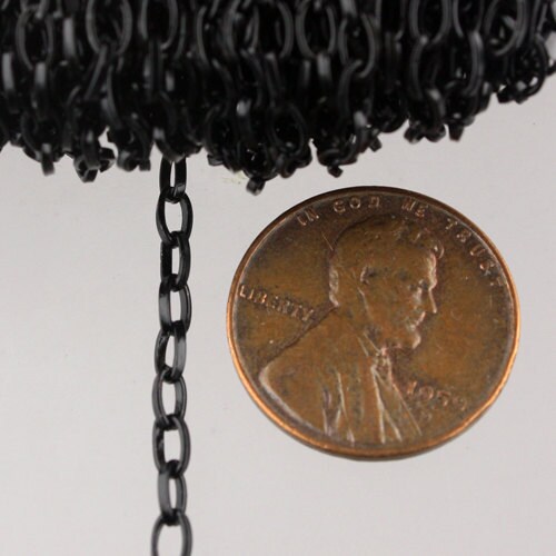32 ft. Black finished Small Drawn oval Cable chain - 3.9x2.5mm unsoldered link - 3926DRAWN