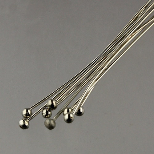 100 Rhodium Ball headpins Head Pins - 2 inches (50mm), 22 Gauge 22G 1.8mm Half Hard Body