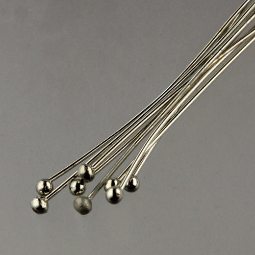 500 Rhodium Ball headpins Head Pins - 2 inches (50mm), 22 Gauge 22G 1.8mm Half Hard Body