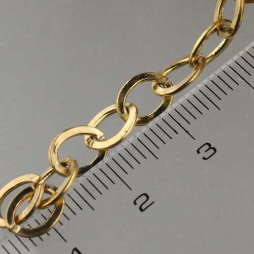 10 ft Gold Flat Chain Gold Plated Flat Cable Chain BIG Fashion Chain - 7.8x6.0mm - Unsoldered - Bulk Chain Necklace Wholesale - 7860FL