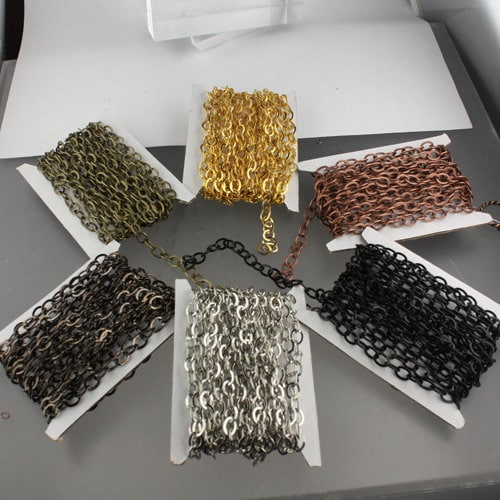 32 ft Antique Brass Flat Chain Bronze Cable Chain BIG Fashion Chain - 7.8x6.0mm - Unsoldered Link - Bulk Necklace DIY Chain - 7860FL