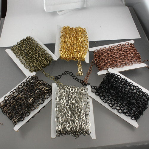 32 ft Antique Copper Flat Chain Cable Chain BIG Fashion Chain - 7.8x6.0mm - Unsoldered - Bulk Chain Necklace Wholesale DIY - 7860FL