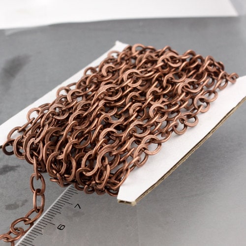 10 ft Antique Copper Flat Chain Cable Chain BIG Fashion Chain - 7.8x6.0mm - Unsoldered - Bulk Chain Necklace Wholesale DIY - 7860FL