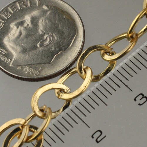10 ft Gold Flat Chain Gold Plated Flat Cable Chain BIG Fashion Chain - 7.8x6.0mm - Unsoldered - Bulk Chain Necklace Wholesale - 7860FL