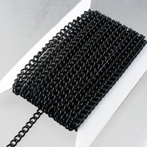32 feet Black Curb Chain BIG Chunky Sturdy Curb Chain - 3.6mm width 1.0mm Wire Unsoldered - Bulk Chain Necklace Wholesale DIY - 36CURB