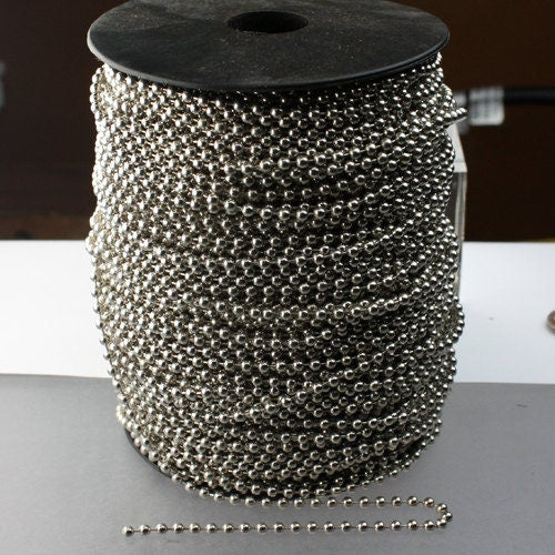 32 ft spool of Rhodium plated BIG ball chain - 3.2mm with 10 connector(Insert) - 32BALL