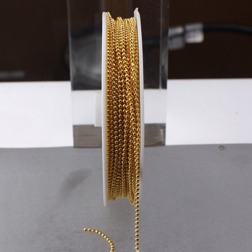 10 Ft. gold Finished on Brass Faceted Ball Chain - 1.5mm Ball w/ FREE 5pcs Connector Terminal (Crimp)-shp from CA USA - 15DC