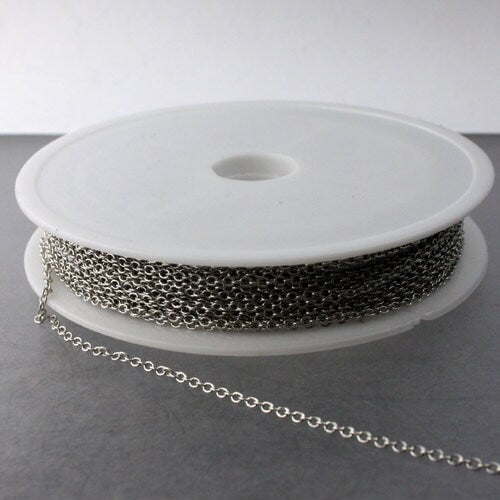 10 feet of Rhodium Plated Tiny Cable Chain - 2.0x1.4mm SOLDERED link - 2014S