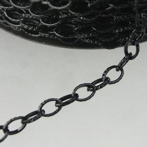STRONg 19G 32 ft. of Black Finished Texture Drawn Cable Chain - 6.3x3.5mm Unsoldered Link - 6335DR-EX