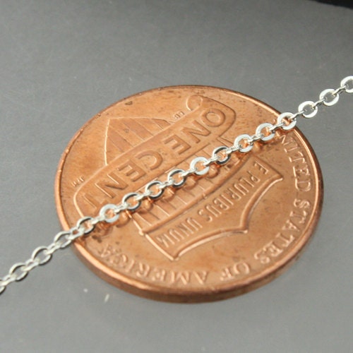 925 SOLID Sterling Silver Chain Bulk, 5 Ft. Little Tiny Flat Round Cable Chain Solid Silver - 1.6x1.25mm - SS16125