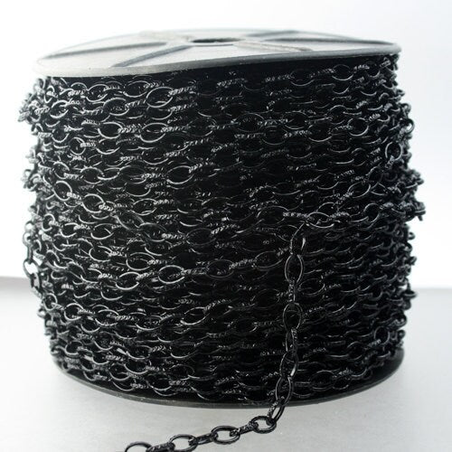 STRONg 19G 12 ft. of Black Finished Texture Drawn Cable Chain - 6.3x3.5mm Unsoldered Link - 6335DR-EX