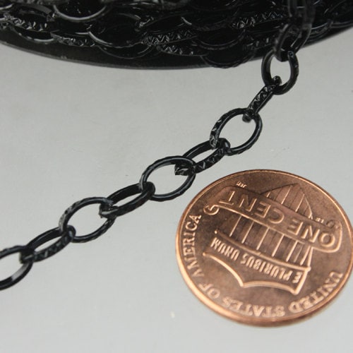 STRONg 19G 32 ft. of Black Finished Texture Drawn Cable Chain - 6.3x3.5mm Unsoldered Link - 6335DR-EX