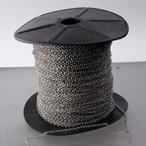Stainless Steel chain bulk, 10 ft of Surgical Stainless Steel Small Soldered Sturdy cable chain - 1.95mm SOLDERED Link