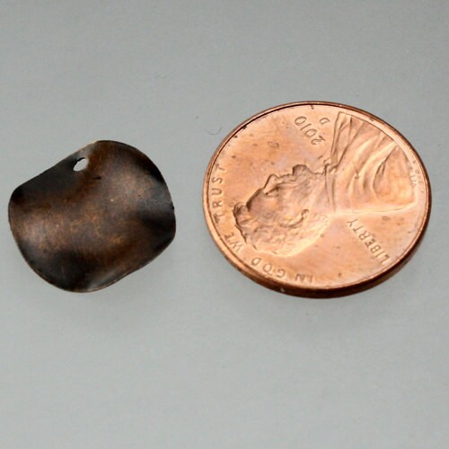 50 pcs of Antique Copper Finished Twisted Coin drop dangle pendant - 14mm