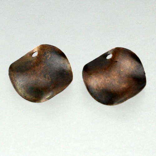50 pcs of Antique Copper Finished Twisted Coin drop dangle pendant - 14mm