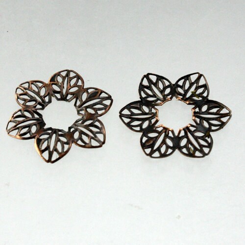 20 pcs of Antiqued Copper finished 6 Leaf Hibiscus Flower filigree focal Link - 23mm