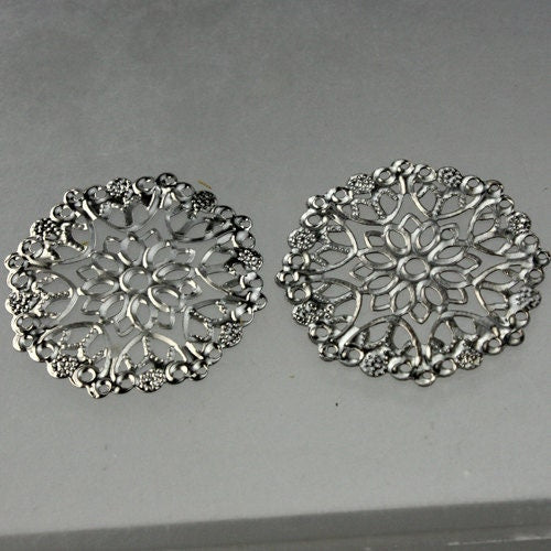 10 pcs of Gunmetal Plated filigree drop 35mm