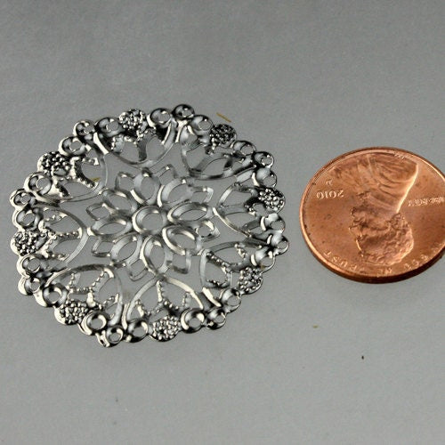 10 pcs of Gunmetal Plated filigree drop 35mm