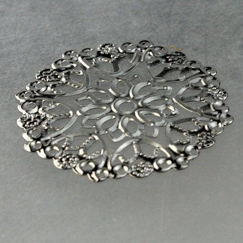 10 pcs of Gunmetal Plated filigree drop 35mm