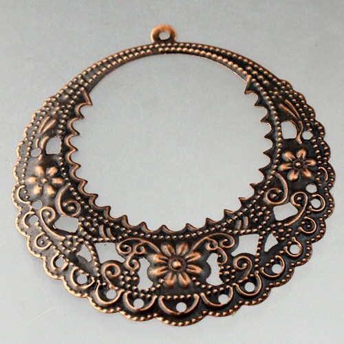 10 pcs Antiqued Copper BIG filigree drop - 2inch x 2inch (48x50mm)