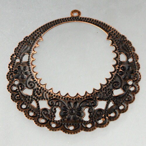10 pcs Antiqued Copper BIG filigree drop - 2inch x 2inch (48x50mm)