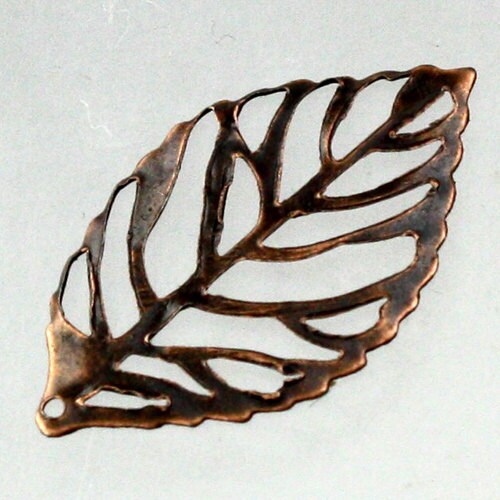 50 pcs of Antique Copper Finished Leaf Dangle Pendant Drop - 23.5x13.5mm