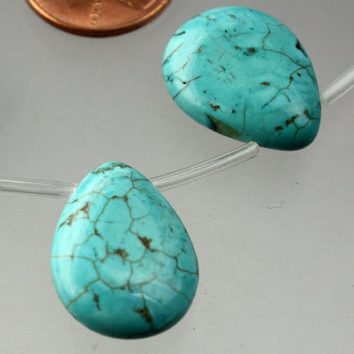 16pcs Howlite Turquoise Teardrop Briolette Drop 18x26mm